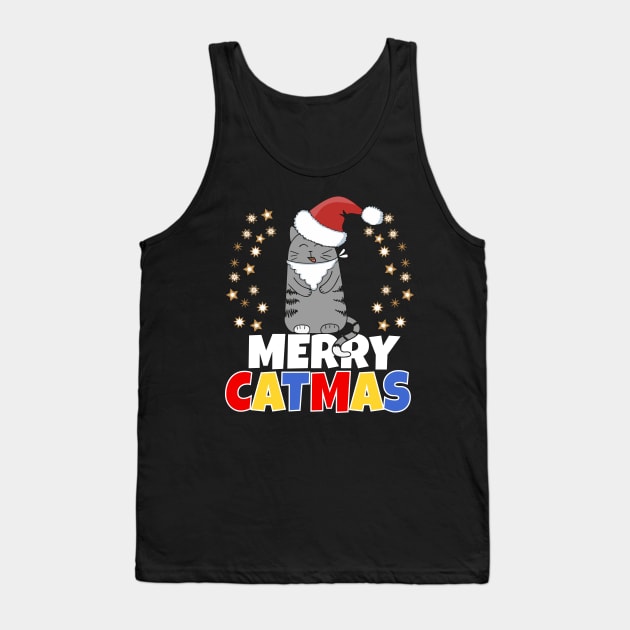 Merry Catmas Tank Top by Work Memes